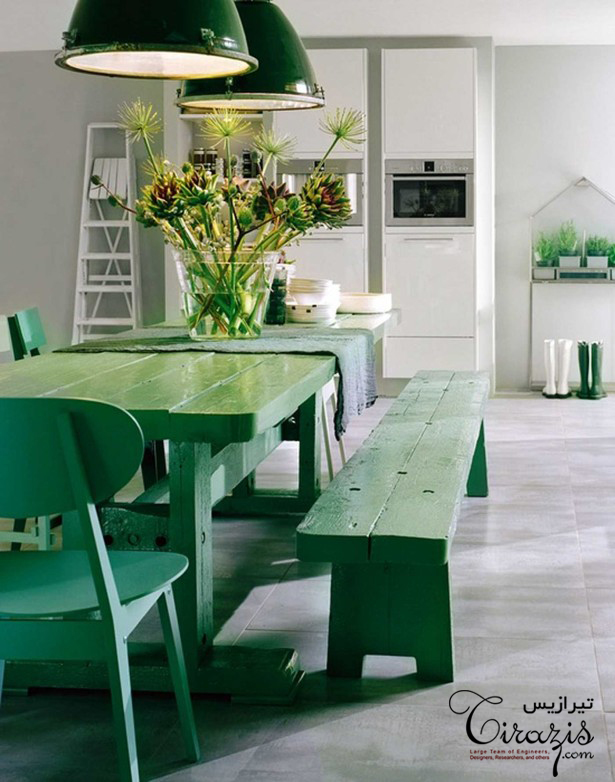 رنگ سبز در طراحی فضای نهارخوری